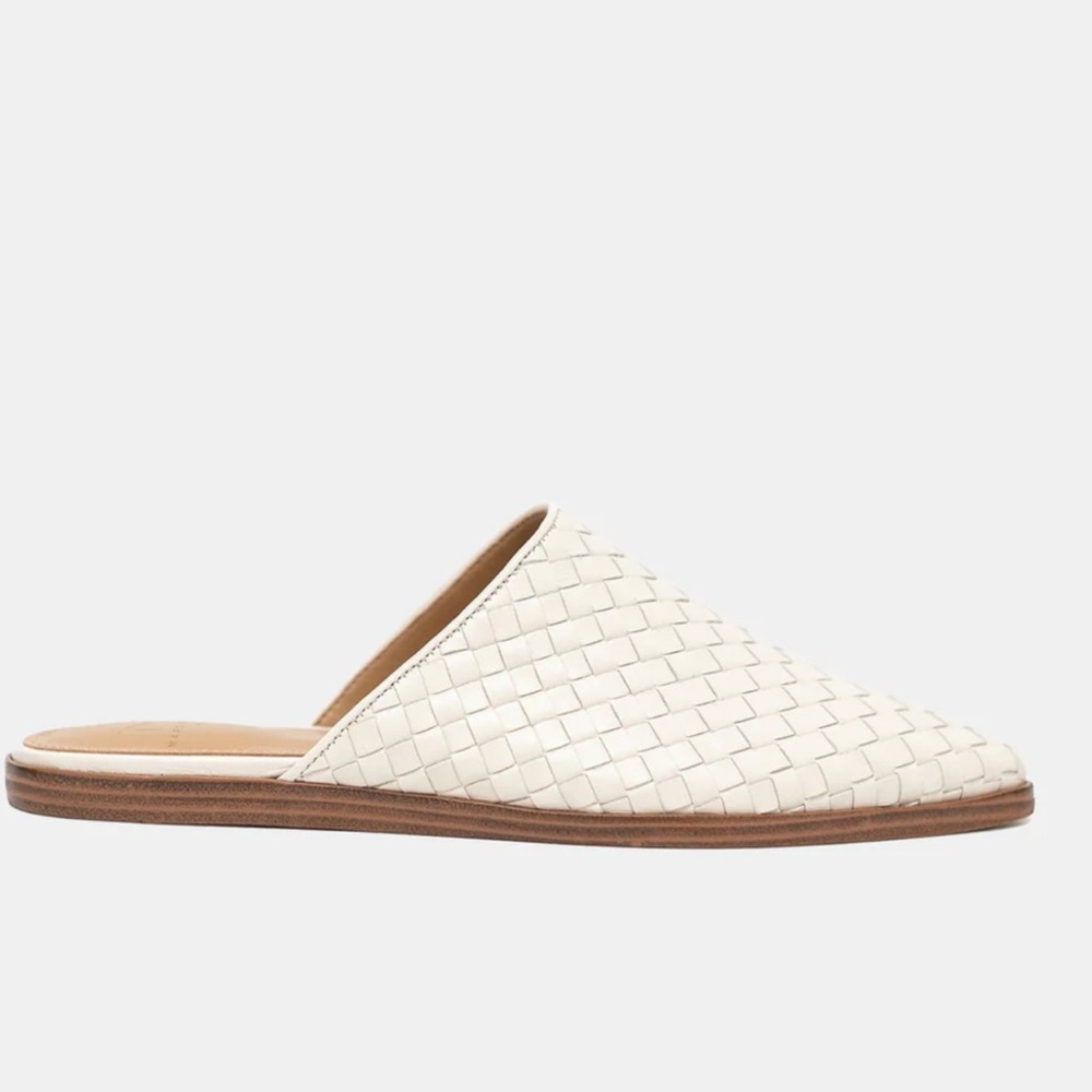 MARC FISHER Garren Woven Leather Mules In White Women’s Size 8M $130